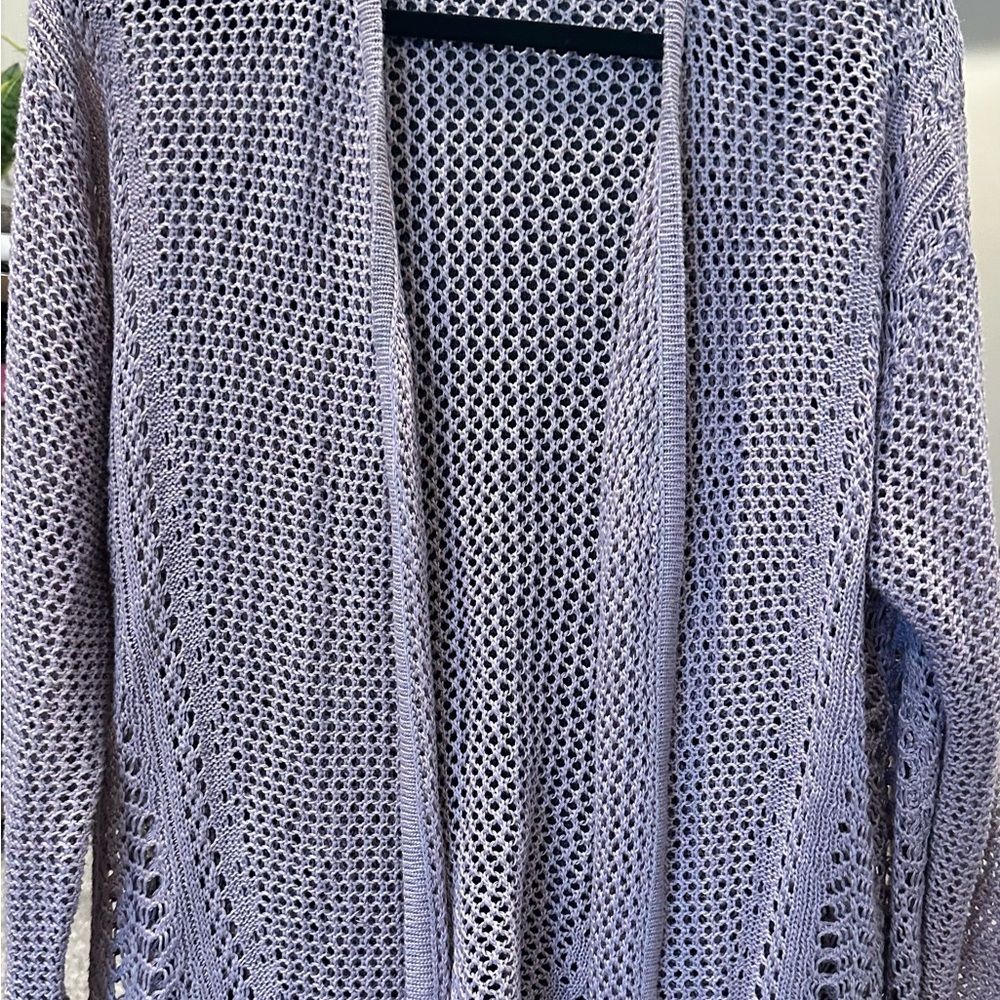 Lane Bryant Lilac Open-Knit Cardigan